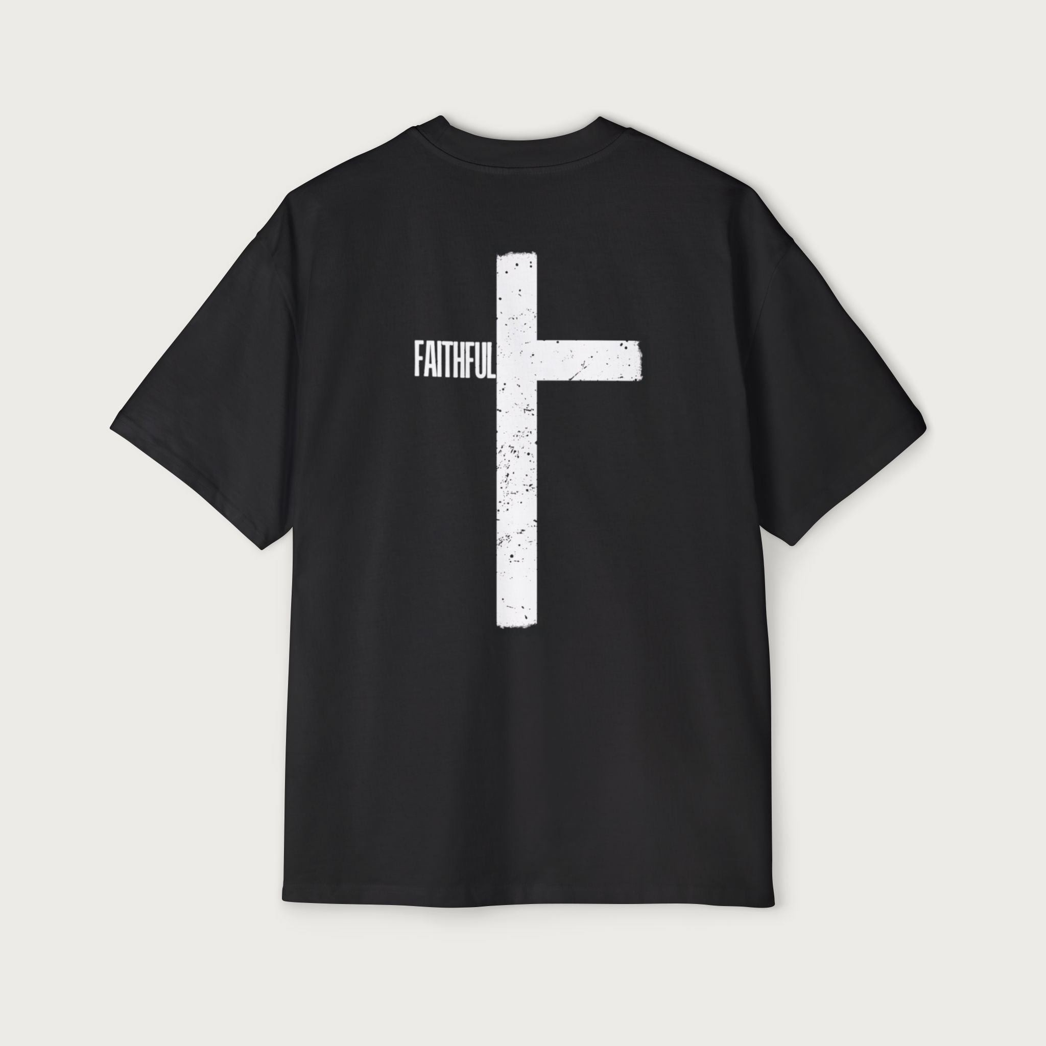 Christian Faithful Cross Tee — Men's Oversized Religious T-Shirt