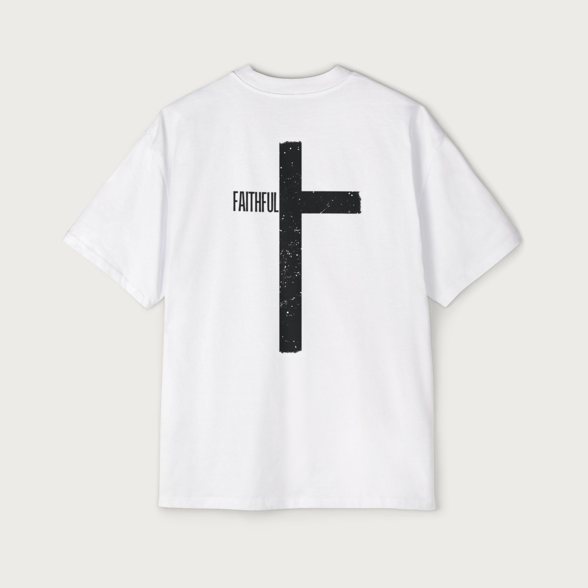 Christian Faithful Cross Tee — Men's Oversized Religious T-Shirt